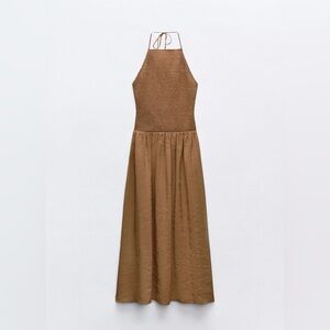 Zara Brown Halter Maxi Dress